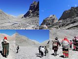 21 Pilgrims Walk Up Lha Chu Valley With Torma of Padmasambhava Guru Rinpoche Ahead To The East On Mount Kailash Outer Kora Tibetan pilgrims walk up the Lha Chu Valley with a peak ahead on the east side they call the Torma of Padmasambhava (Tib. Guru Rinpoche).